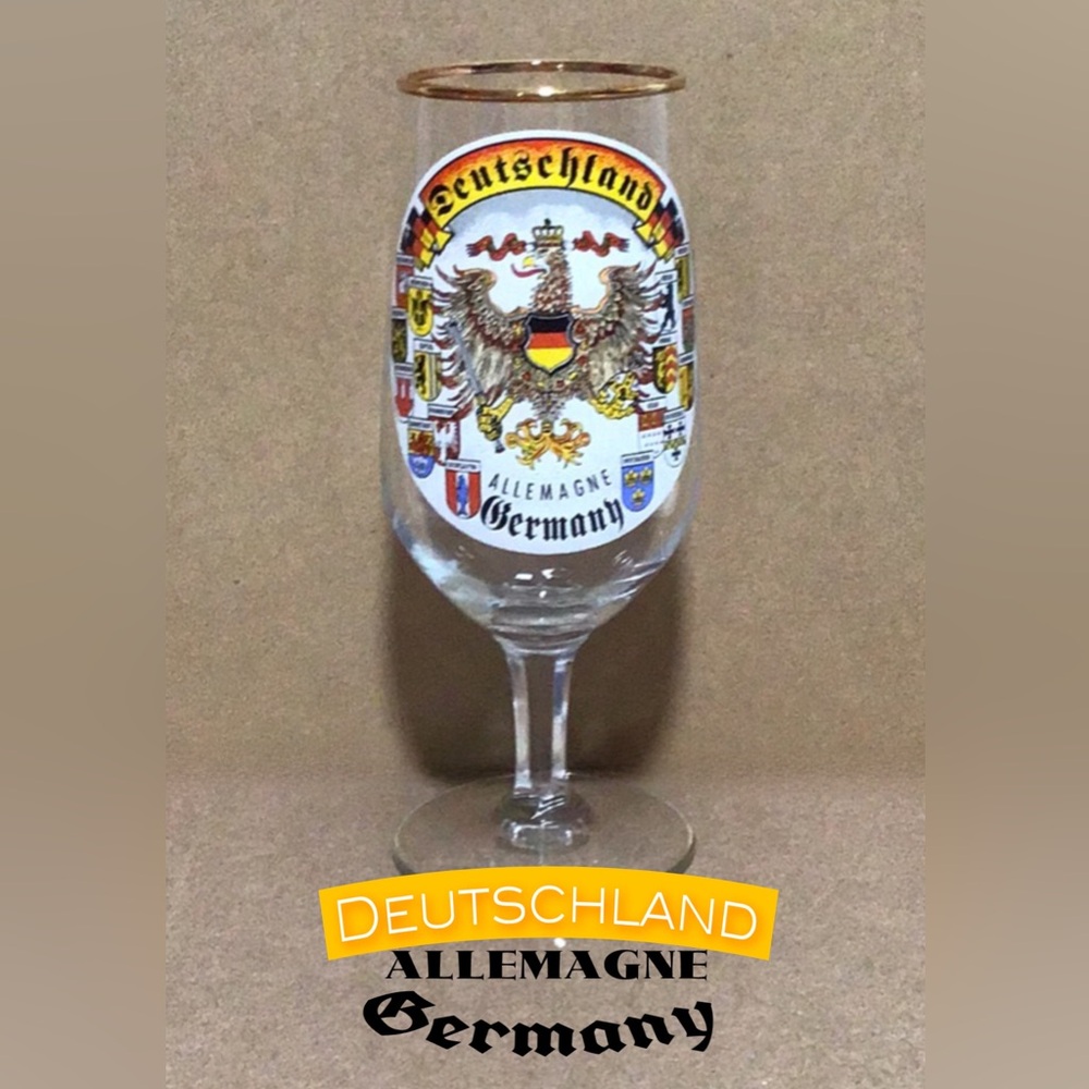 Deutschland Allemagne Germany Stem Beer Glass with Gold Rim